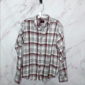 UNTUCKit Spotteswoode Grey Maroon Plaid Button Down 